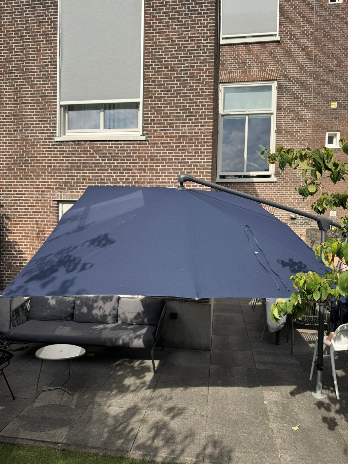 Glatz Sunwing Zweefparasol | Navy | 300x240 cm, Tuin en Terras, Parasols, Ophalen, Zo goed als nieuw, Zweefparasol