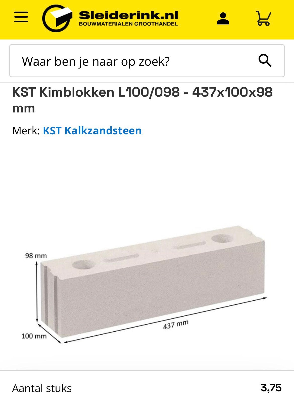 Kalkzandsteen kimblokken, Doe-het-zelf en Verbouw, Ophalen, Nieuw, Kalkzandstenen