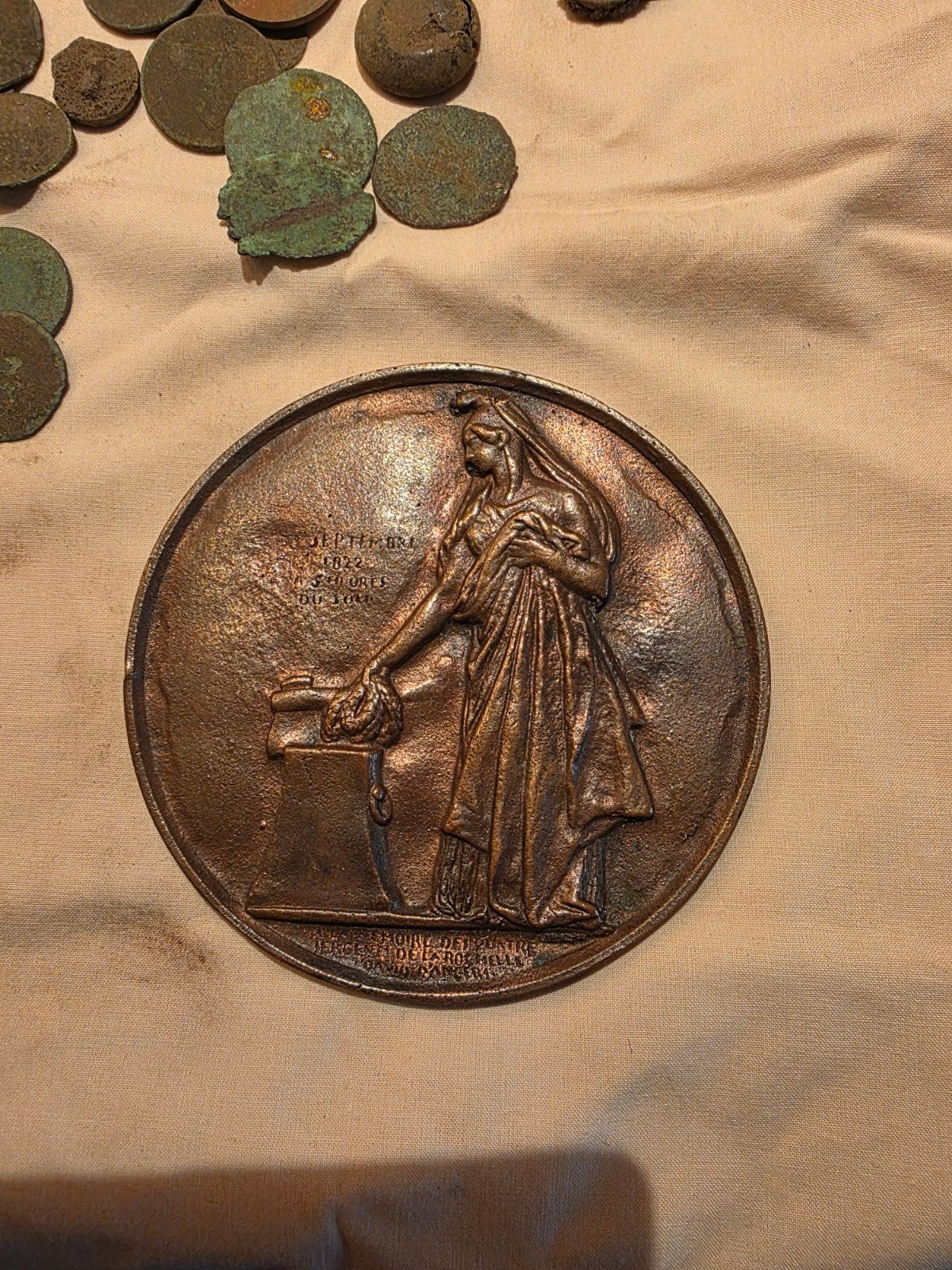 Historische bronzen medaille - September 1822, Ophalen of Verzenden, Brons, Buitenland