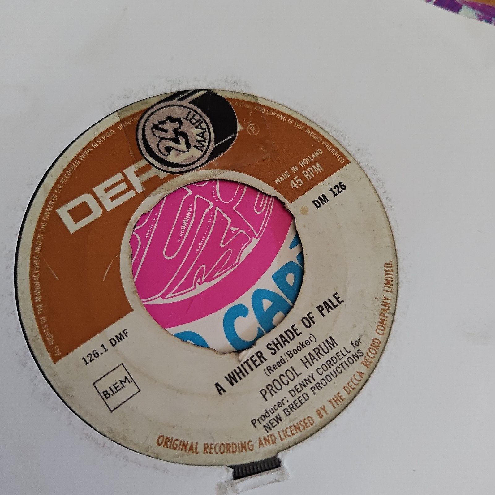 Procol Harum - A Whiter Shade of Pale (45 RPM vinyl), Cd's en Dvd's, Gebruikt, Originele persing, 7 inch, Ophalen of Verzenden