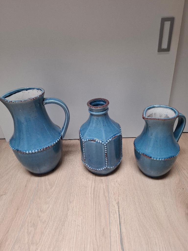 Potten/kan, Huis en Inrichting, Woonaccessoires | Vazen, Ophalen, Zo goed als nieuw, Blauw, Minder dan 50 cm