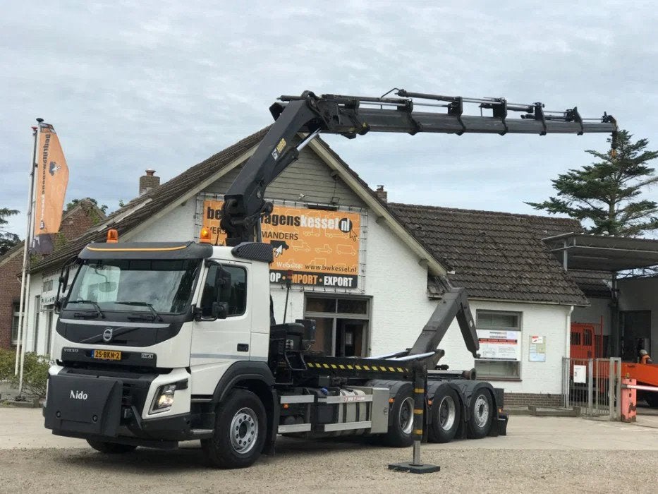 Volvo FMX 420 8x4 Hiab 288 kraan haakarm crane hooklift tipp, Stof, Wit, Origineel Nederlands, Bedrijf
