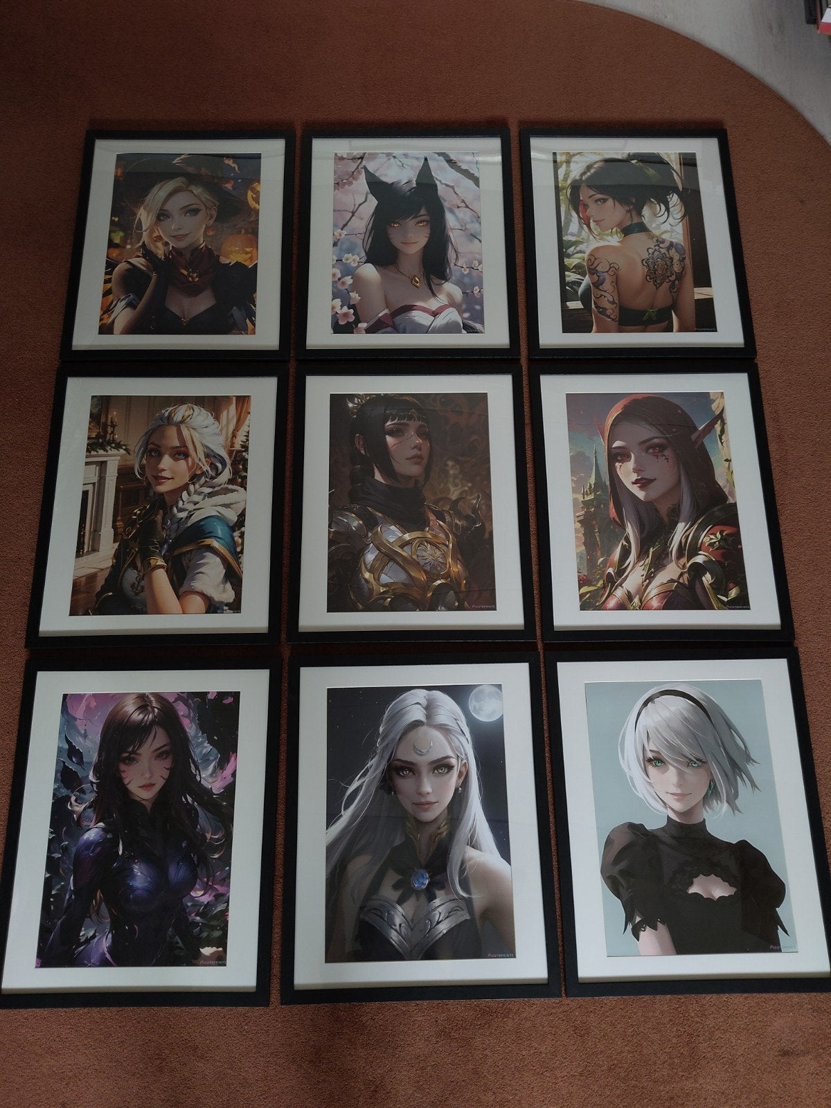 Diverse game prints in lijst, per stuk, 50 cm, Zo goed als nieuw, 40 cm, Met glas