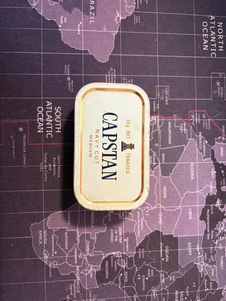 Vintage Capstan Navy Cut Medium 50g tabaksblik - leeg, Verzamelen, Blikken, Gebruikt, Overige, Ophalen of Verzenden