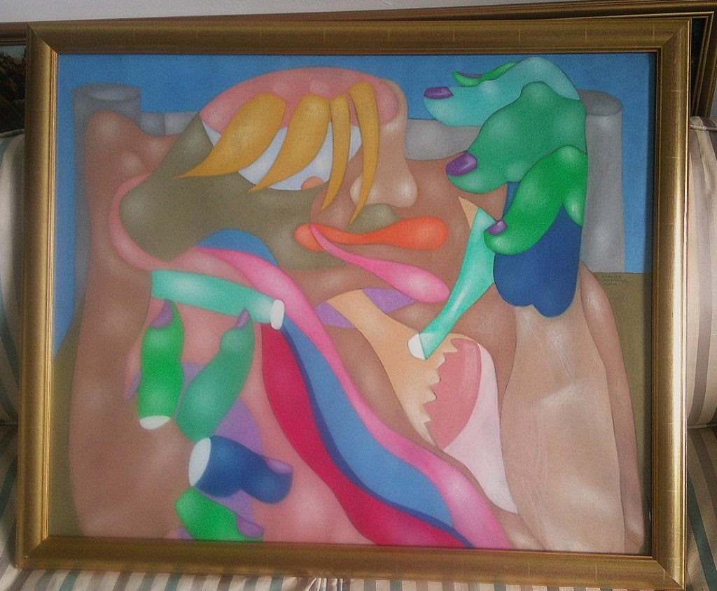 Figuratief - gehandicapte vrouw '76 - Leo Dooper (1934-2012), Ophalen, Portret of Personen, Surrealisme, Gedateerd