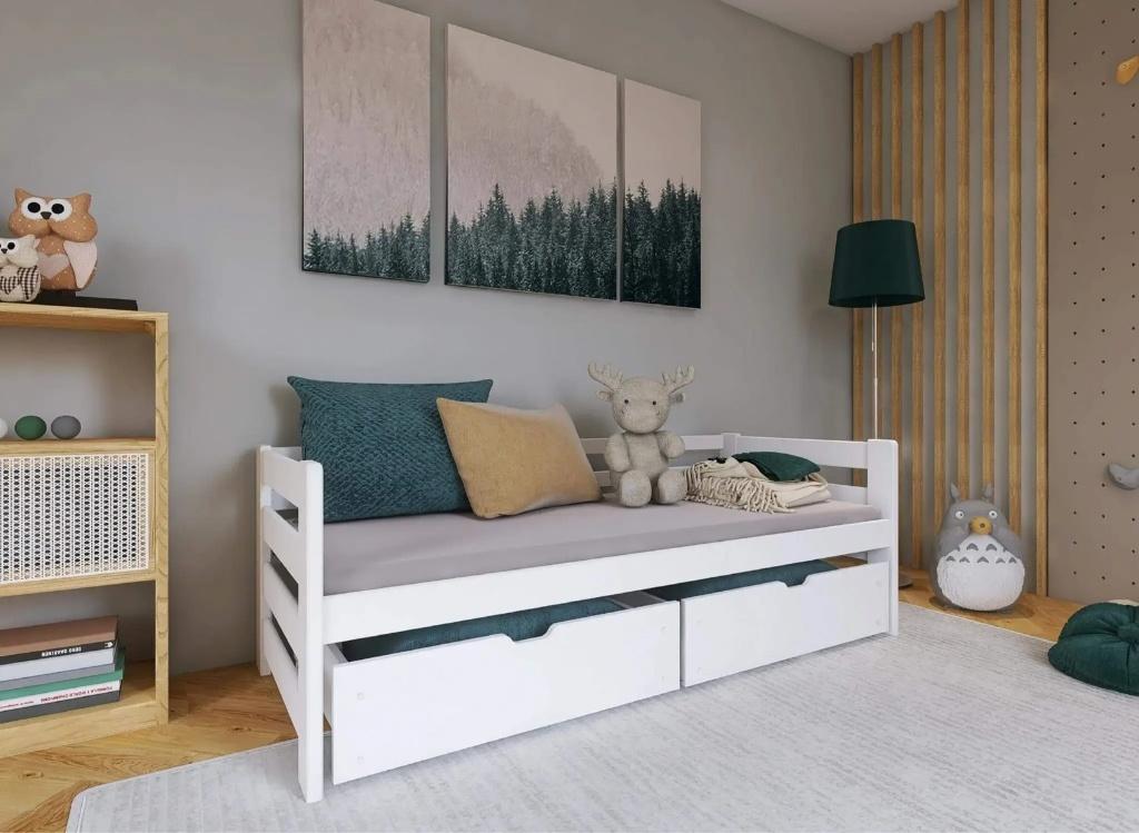 LEOLTE LMer 200x90 peuterbed kinderbed met onderlade- wit, Ophalen, 85 tot 100 cm, Leolte, Nieuw
