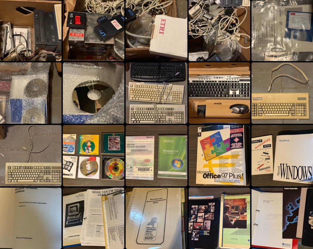 Grote partij vintage computeronderdelen en software, Ophalen