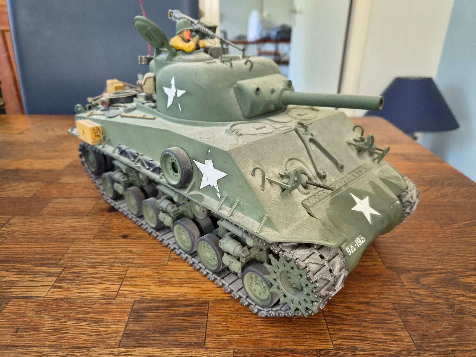 Tamiya RC Tank M4 Sherman 1/16 - geluid & functies, Ophalen, Gebruikt, Schaal 1:16, Onderdeel