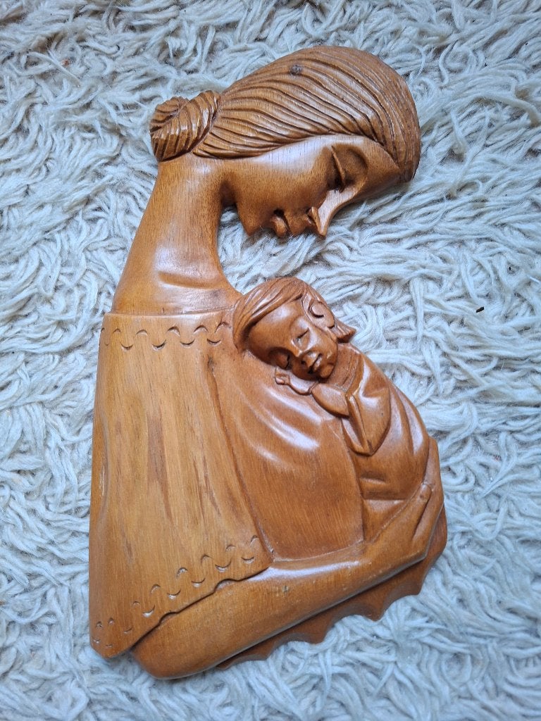 Houten beeld/sculptuur Maria met kind Jezus., Antiek en Kunst, Kunst | Beelden en Houtsnijwerken, Houtsnijwerk, Ophalen of Verzenden