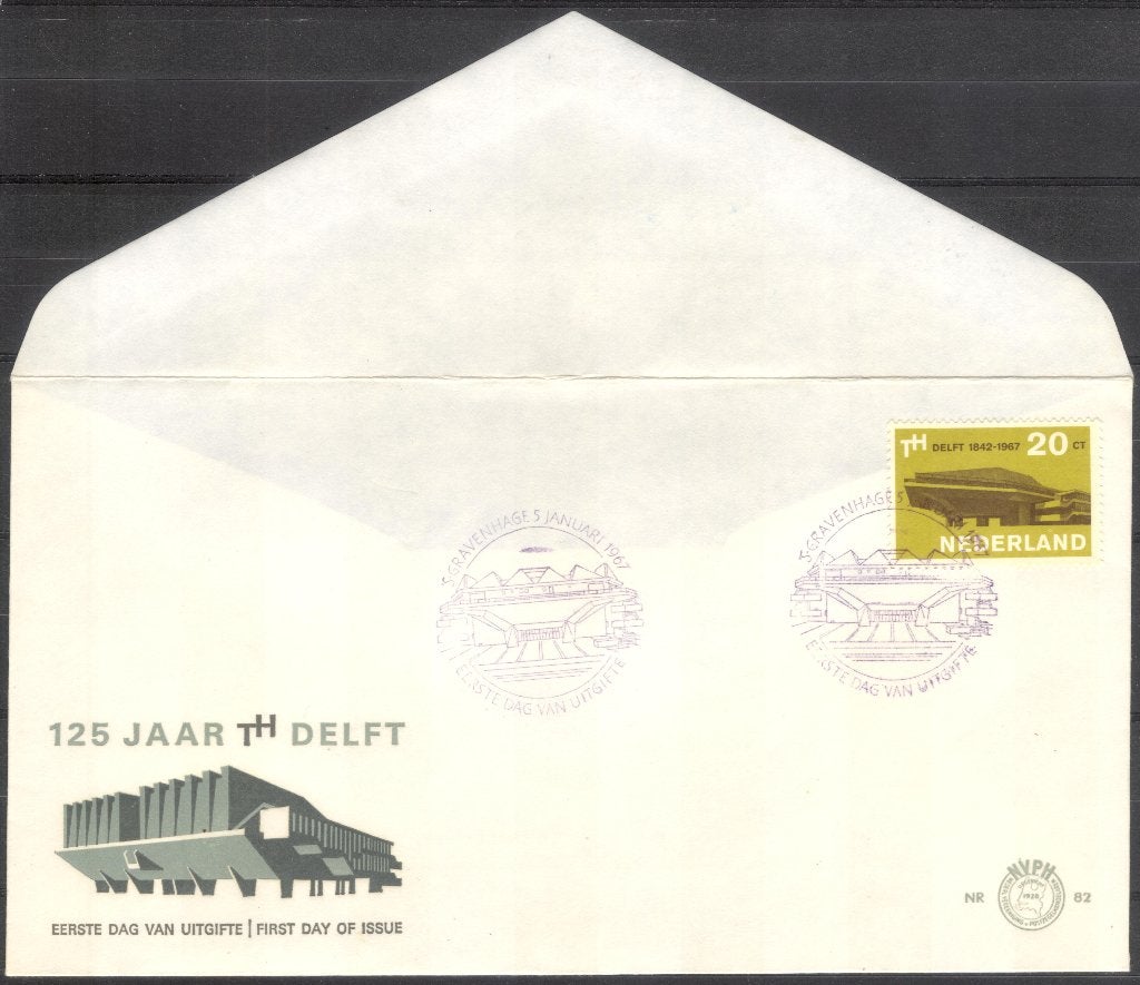 E82 - 125 jaar Technische Hogeschool Delft, Postzegels en Munten, Postzegels | Eerstedagenveloppen, Verzenden, Onbeschreven, Nederland