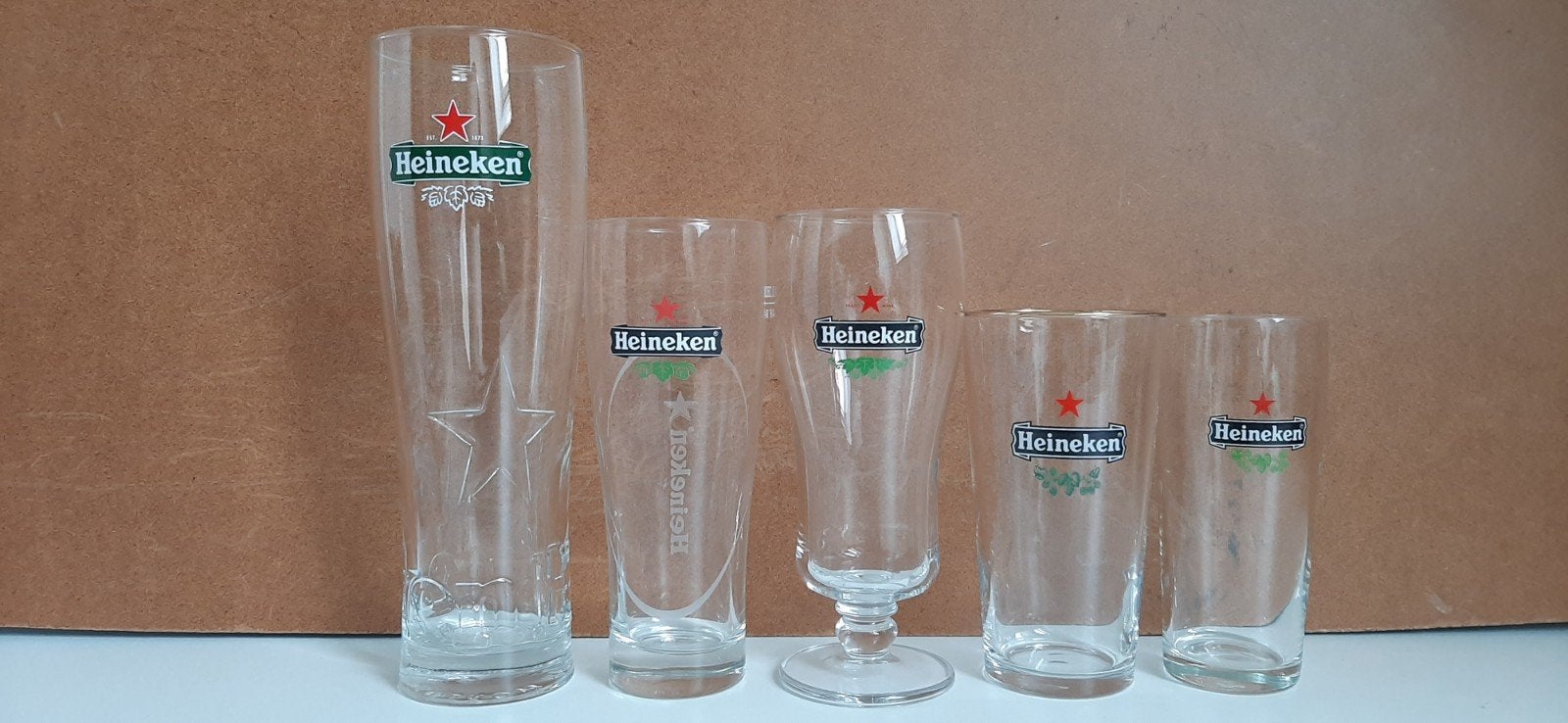 Heineken Bierglazen Set - Diverse Modellen, Ophalen of Verzenden, Gebruikt