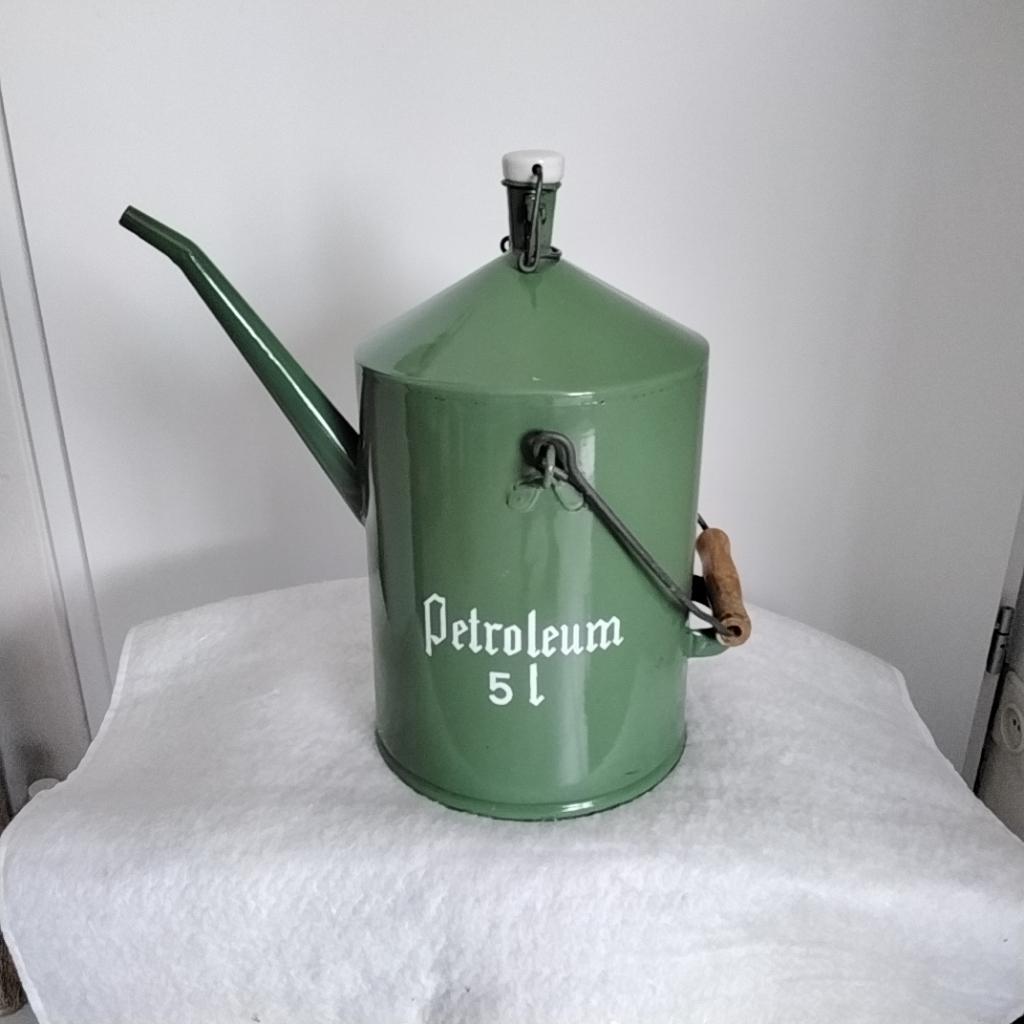 Emaille petroleum kan - 5 liter- in mooie staat, Antiek en Kunst, Antiek | Emaille, Ophalen of Verzenden