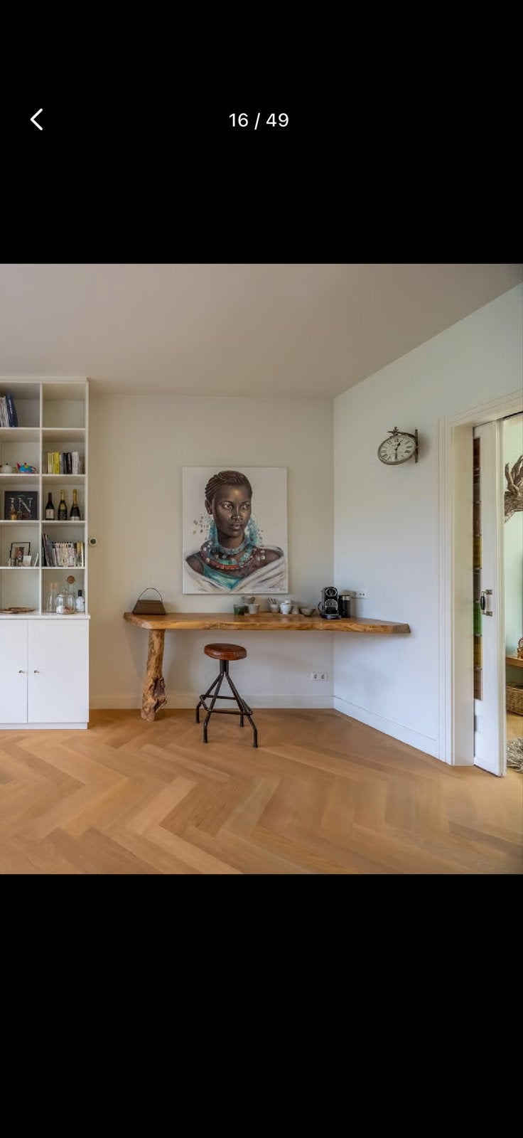 Uniek massief houten bureau met natuurlijke boomrand, Huis en Inrichting, Bureaus, Ophalen, Overige typen, Hout, Bruin