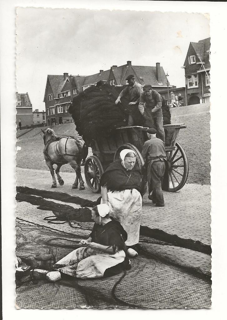 BF200-Scheveningen,Nettenboetsters,paard en wagen,, Verzenden, 1960 tot 1980, Gelopen, Zuid-Holland