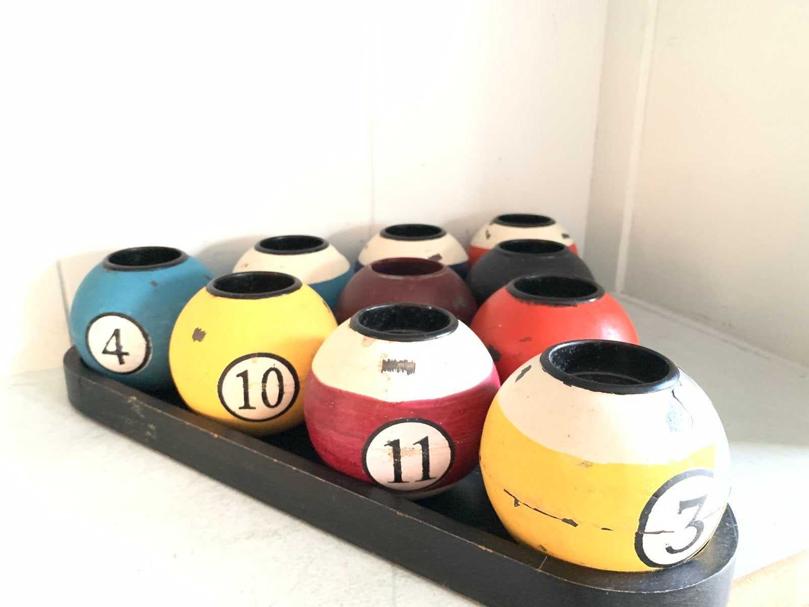 Zeldzaam Art Poolball Candle - 10 Balls - Gepatineerd, Huis en Inrichting, Woonaccessoires | Kandelaars en Kaarsen, Ophalen of Verzenden