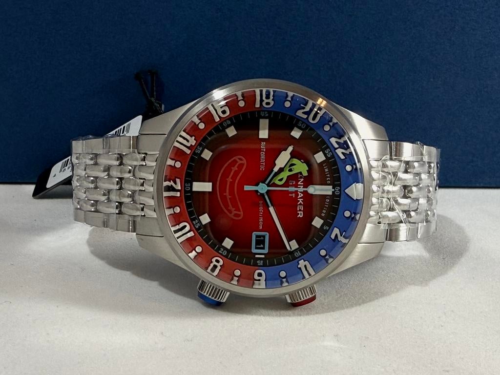 Spinnaker  GMT Automatic “Mr. Krabs” Limited Edition Nieuw!, Leer, Polshorloge, Nieuw, Ophalen