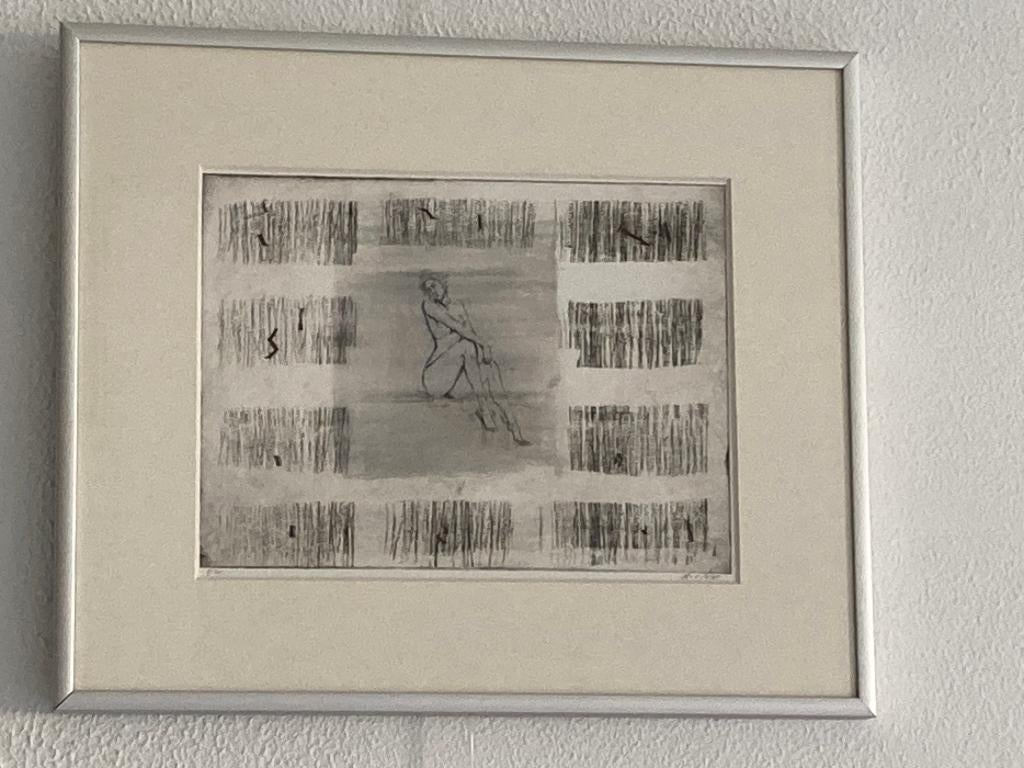etsen Rien van der Nat (origineel), 2000 tot heden, Ingelijst, 25 cm, Ets