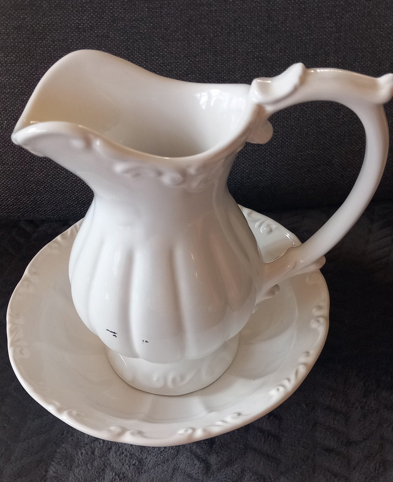 Wit Vintage Lampetstel Portugal Barok Victoriaans Brocante, Ophalen of Verzenden