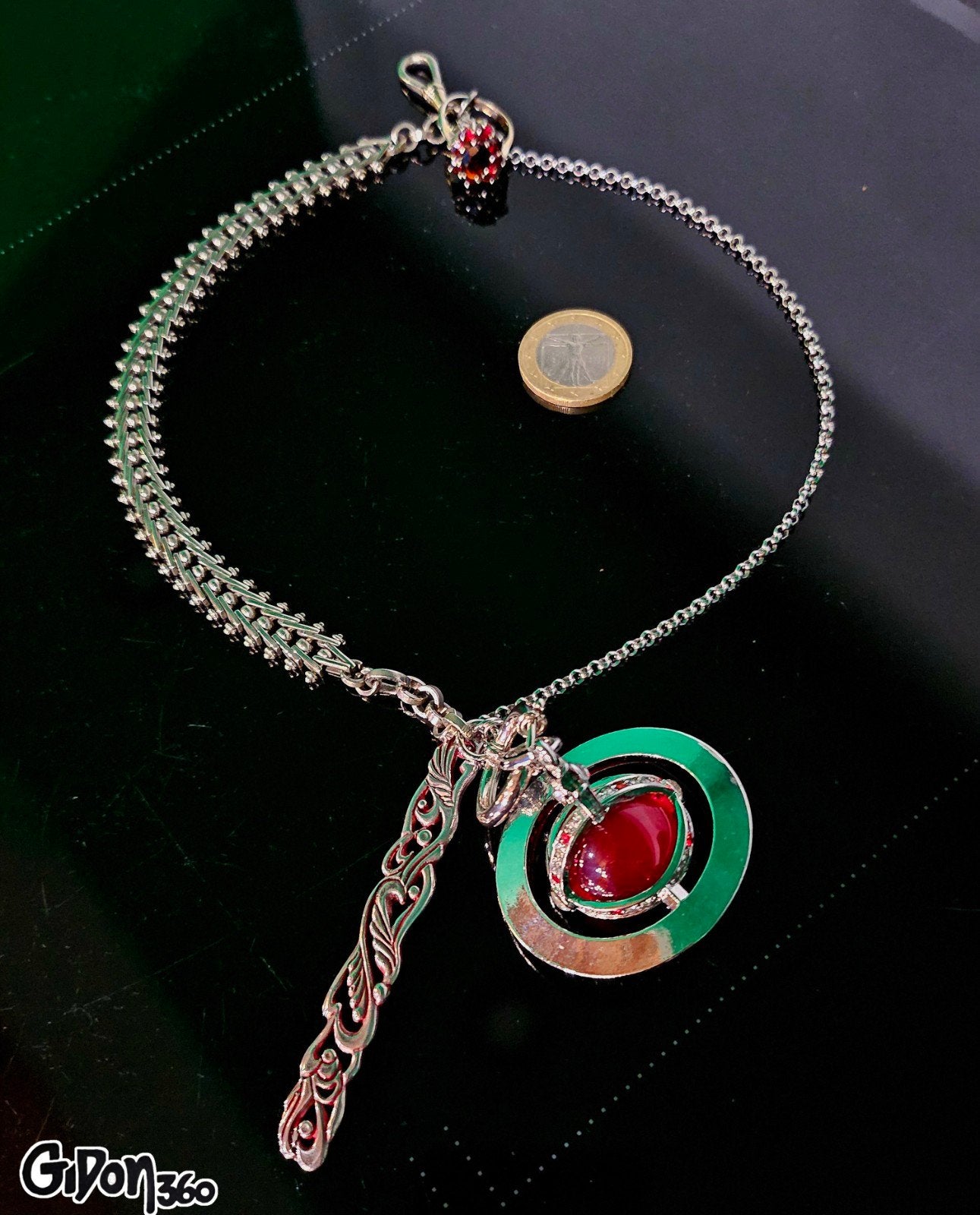 Antique Victorian brick chain w/Vivienne Westwood pendant,, Sieraden, Tassen en Uiterlijk, Kettingen, Verzenden, Gebruikt, Zilver