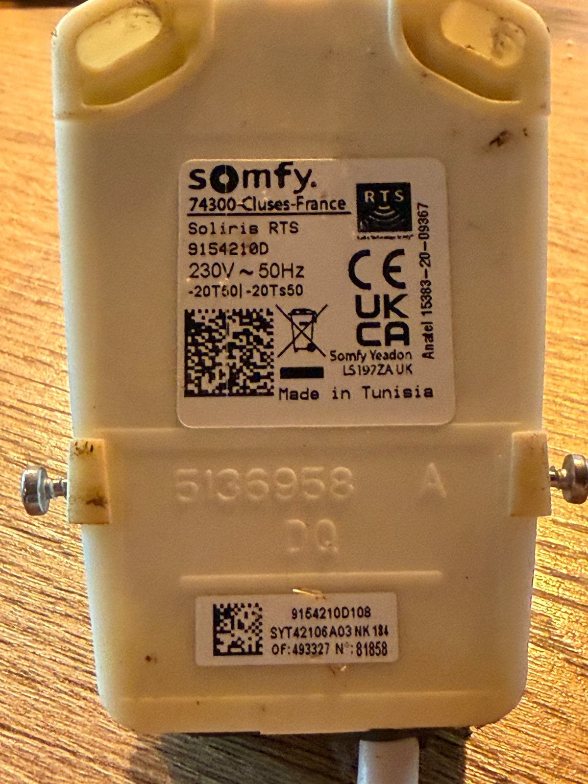 Somfy Soliris RTS wind- en zonsensor 9154210D – nieuw, Ophalen of Verzenden, Zo goed als nieuw