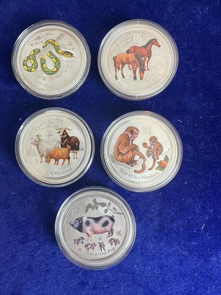 Diverse lunar 2  van 1 oz color, Ophalen of Verzenden, Zilver
