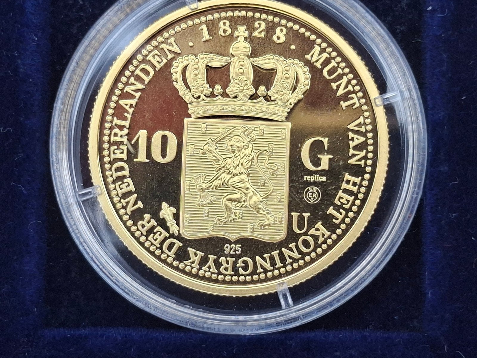 9x Vergulde Replica's Nederlandse Gulden + Houten Cassette, Ophalen of Verzenden, Koningin Beatrix