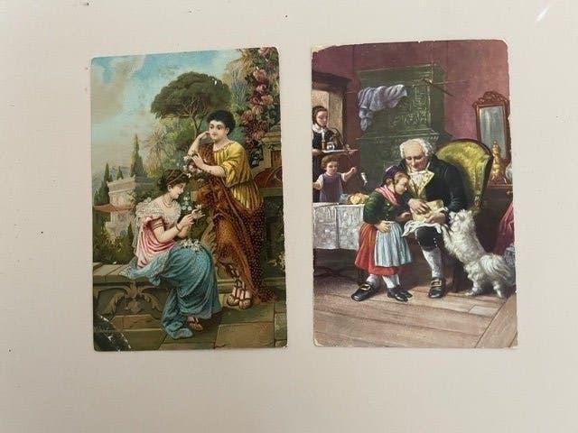 2 x antieke ansichtkaart. Oa opa met kleinkind 1914., Ophalen