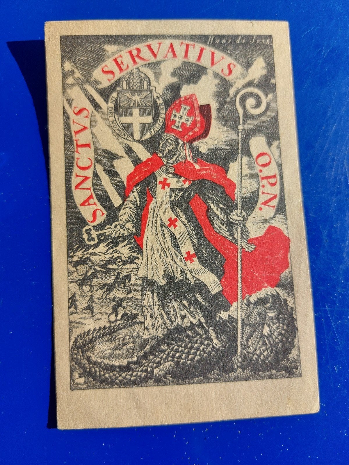 Antieke bidprent Servatius O.P.N. (1921), Ophalen of Verzenden, Gebruikt, Kaart of Prent, Christendom | Katholiek