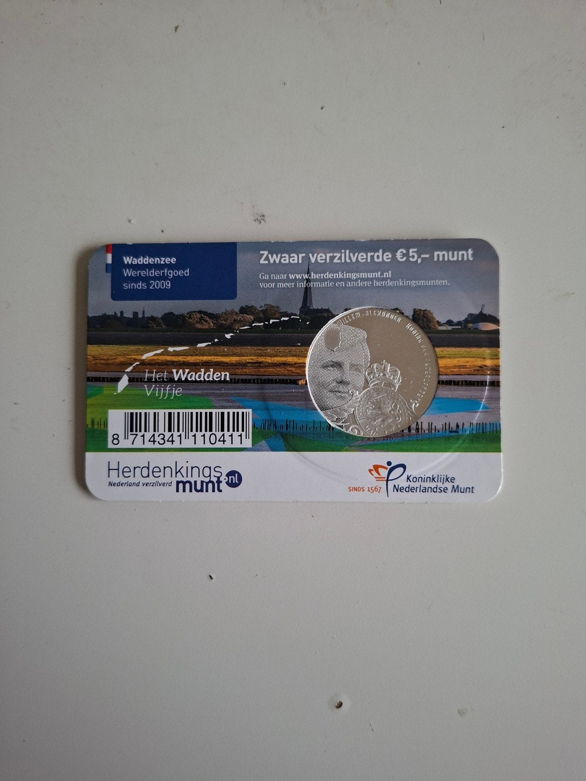 Zwaar verzilverde 5 euro munt - Het Wadden Vijfje, Postzegels en Munten, Munten | Nederland, Ophalen of Verzenden, Losse munt