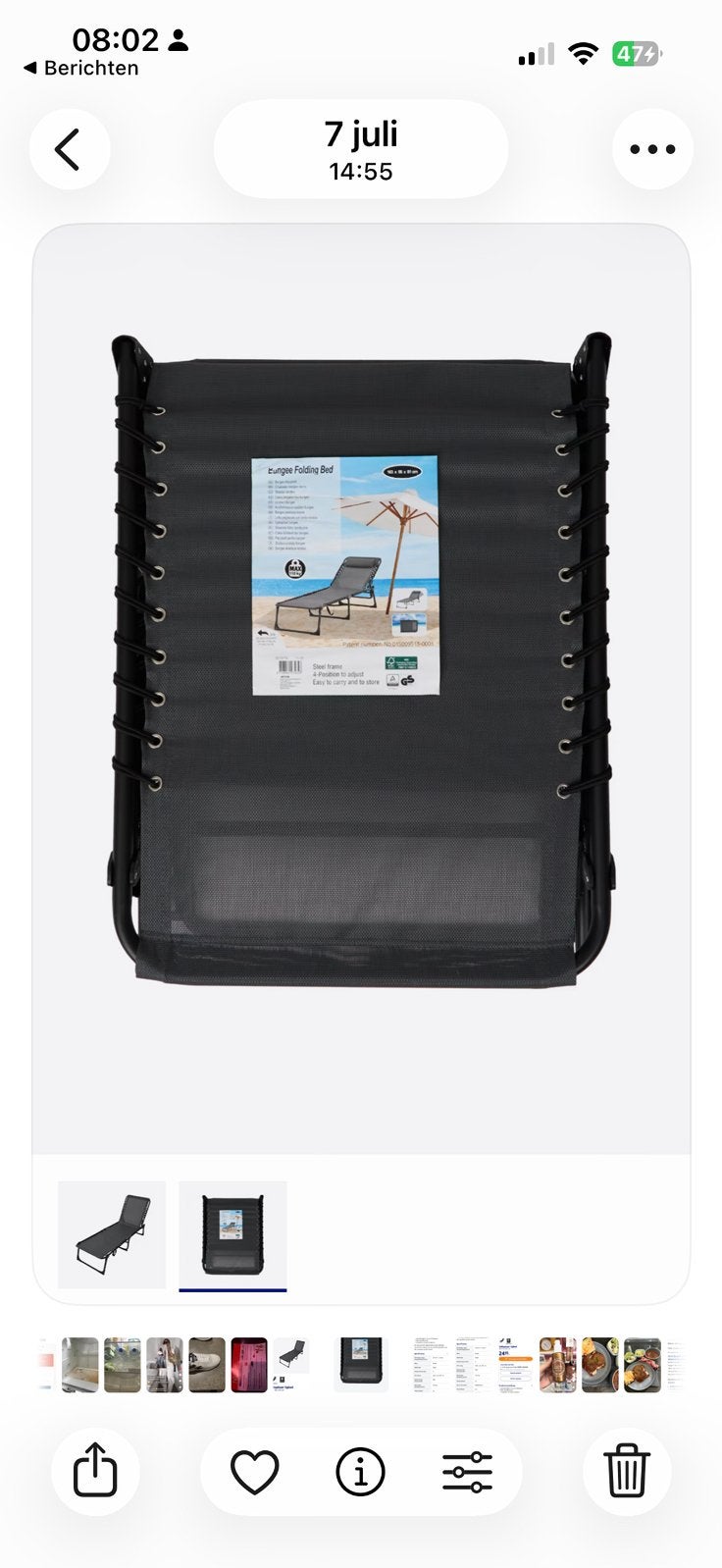 Inklapbaar Ligbed, Tuin en Terras, Ophalen, Zo goed als nieuw