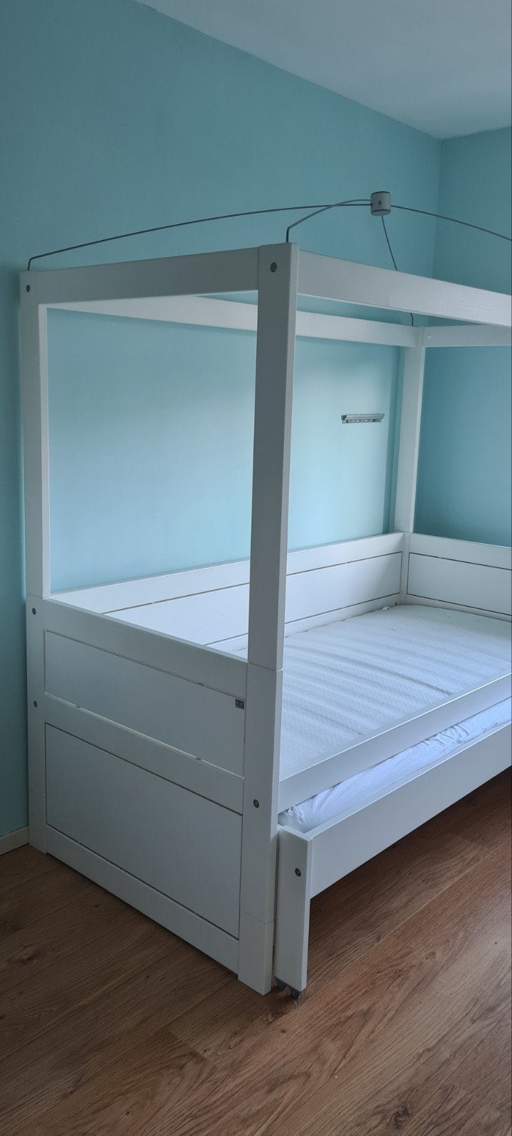 Lifetime Original Kajuitbed white wash met logeerbed en heme, 85 tot 100 cm, Ophalen of Verzenden, Zo goed als nieuw, Matras