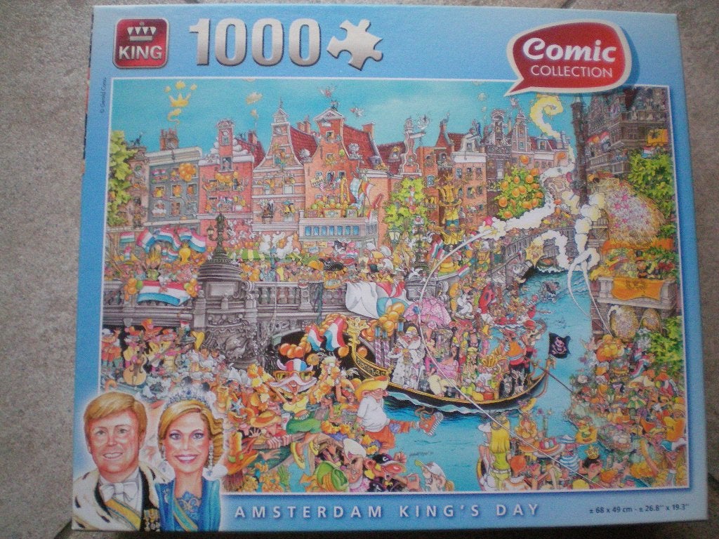 KING Puzzel 1000 stukjes. KING's Day, Amsterdam., Ophalen of Verzenden, 500 t/m 1500 stukjes, Zo goed als nieuw, Legpuzzel