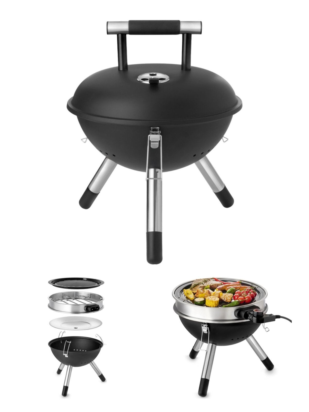 FRITEL A503 Charcoal & Electric BBQ 2 in 1 barbecue Zwart, Ophalen, Nieuw, Met accessoires