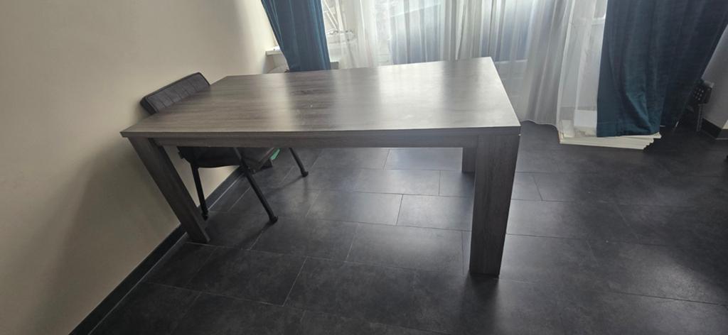 Moderne eettafel, grijs hout, 150x80 cm, Ophalen, Gebruikt, 100 tot 150 cm, 50 tot 100 cm