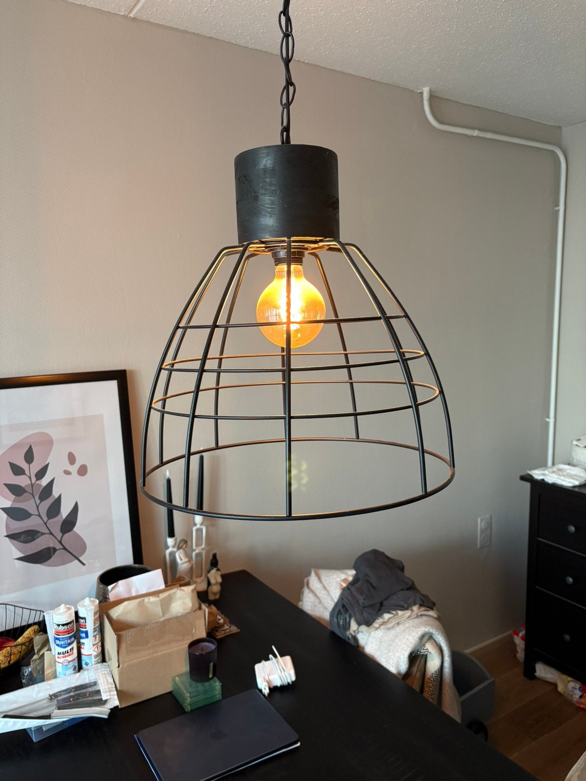 Karwei hanglamp | 43cm | incl. lichtbron, Ophalen, E27 (groot), Hout, Landelijk