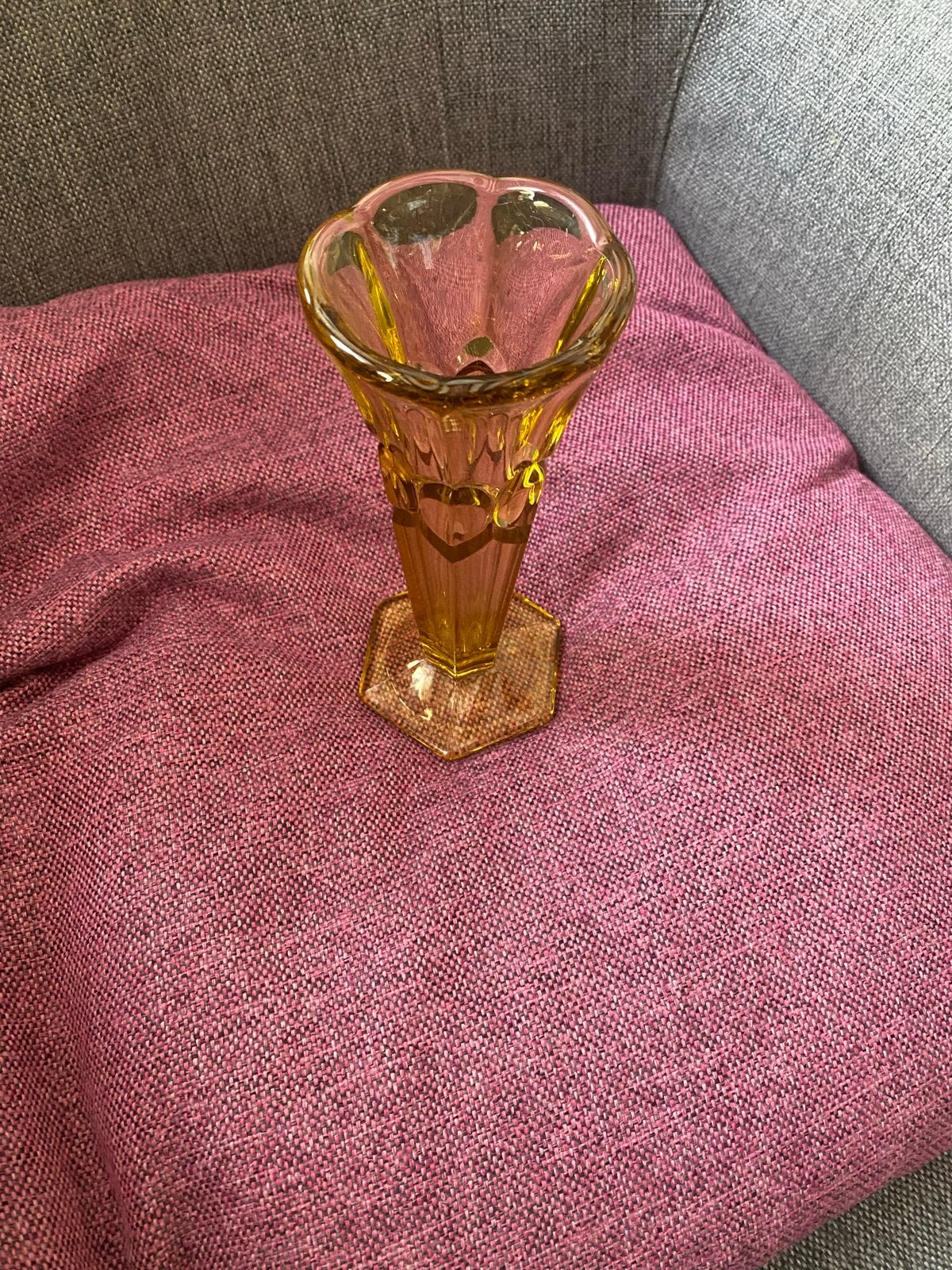 Vintage Amberkleurige Glazen Vaas, Ophalen