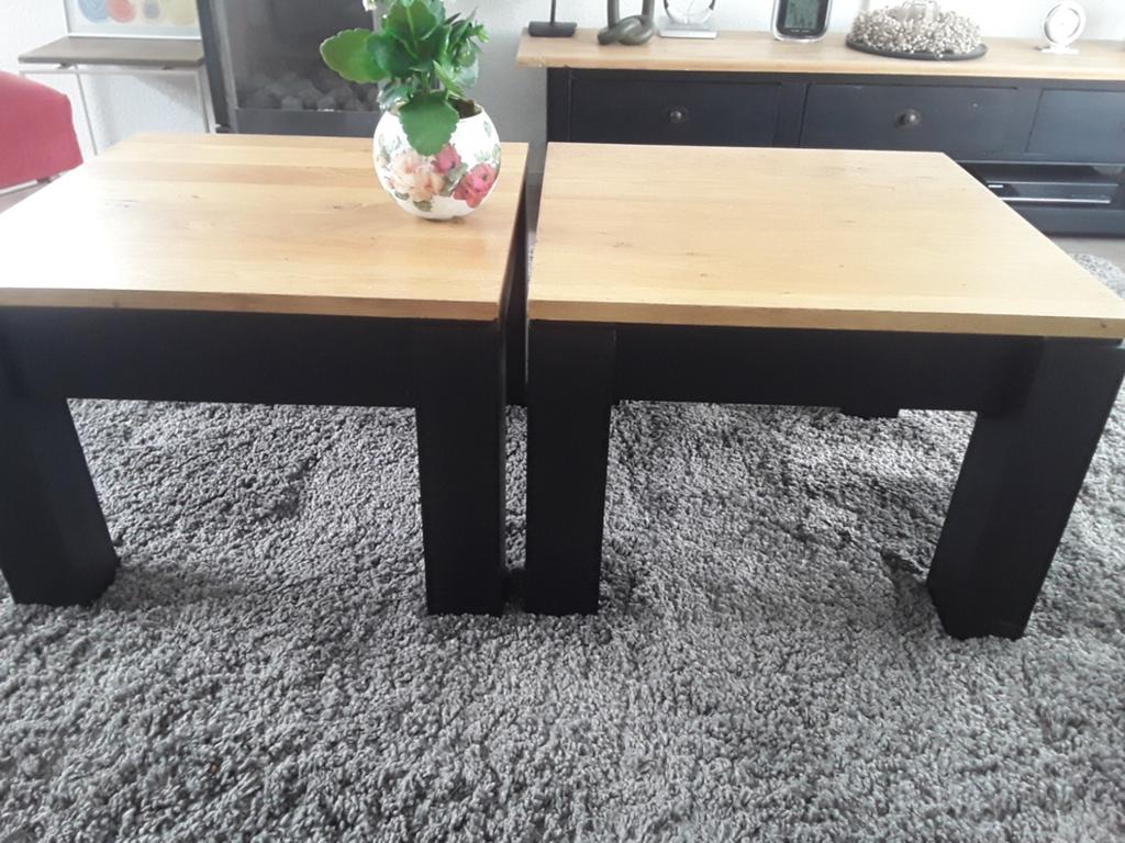 2 eiken salontafels 60x60 cm, Huis en Inrichting, Tafels | Salontafels, Ophalen, 50 tot 100 cm, Vierkant, 50 tot 100 cm