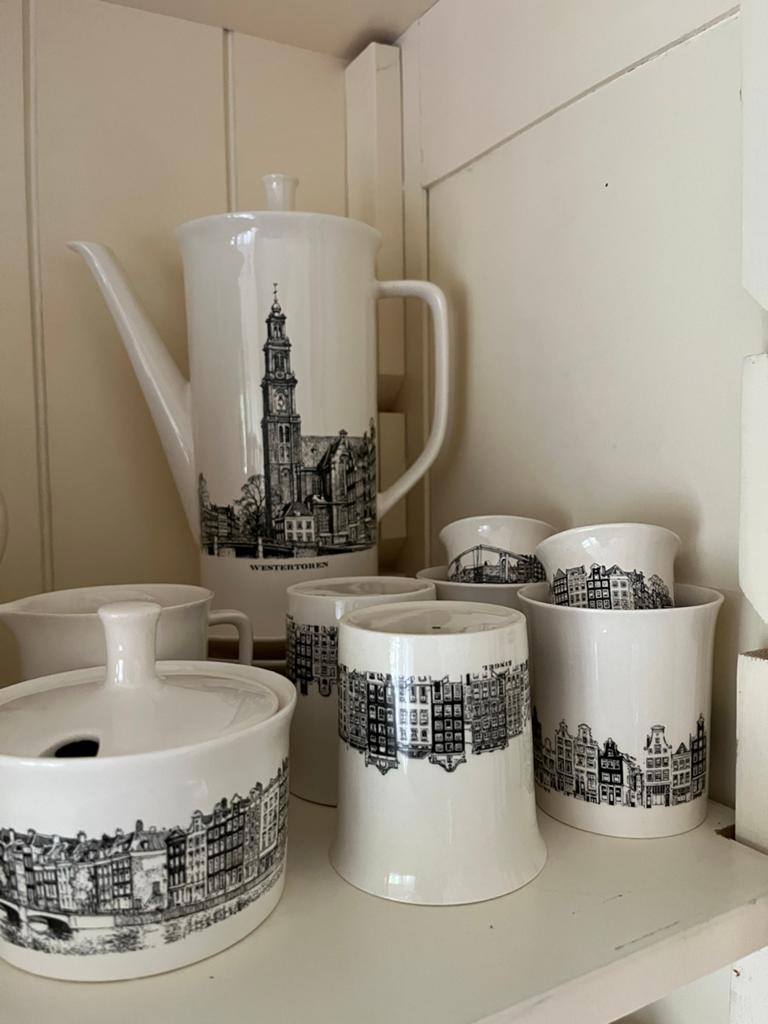 Vintage Amsterdams servies Westertoren & Magere Brug, Ophalen of Verzenden