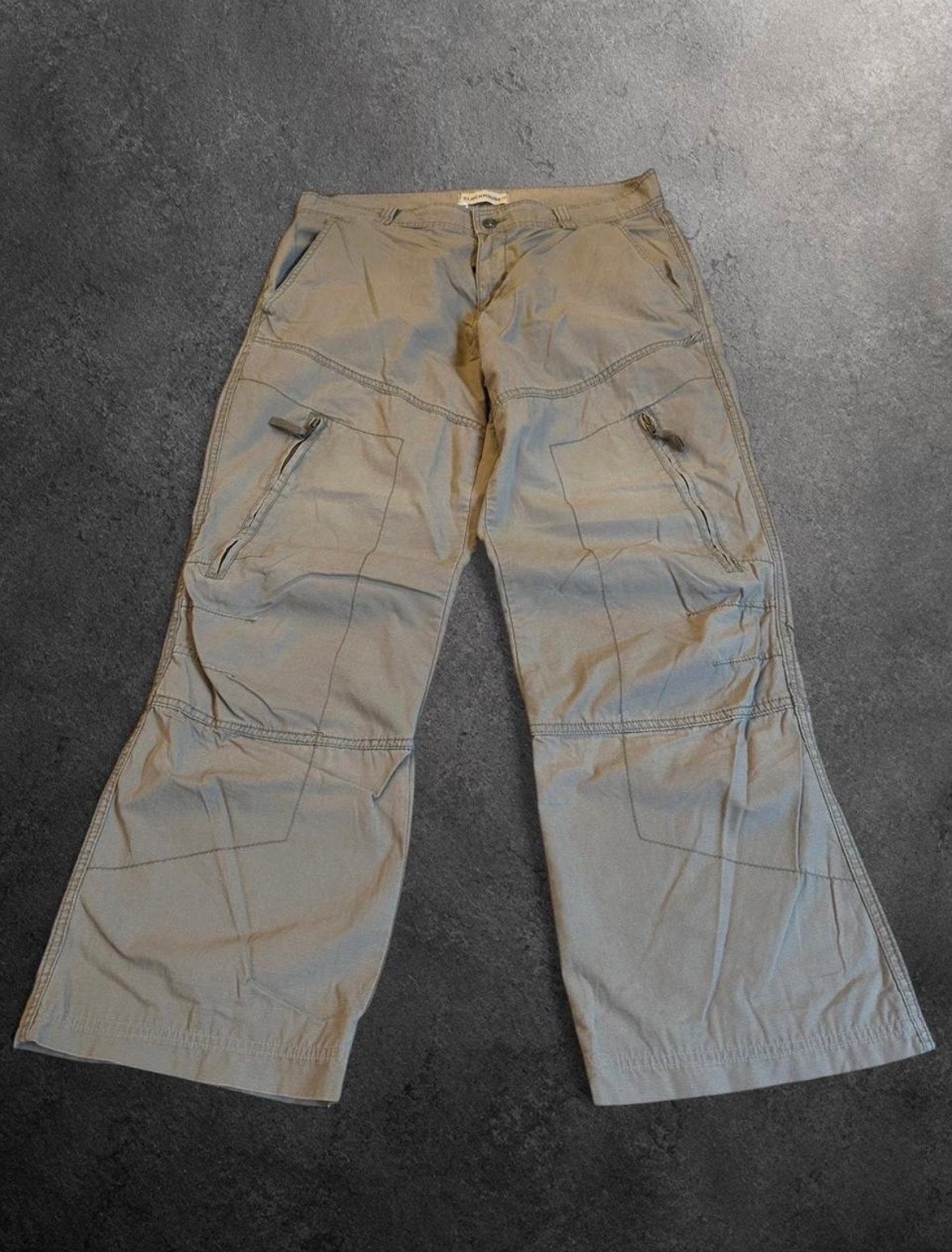 Y2K Wide Leg Cargo Broek 36x30 Utility Techwear Beige Dames, Beige, Maat 46/48 (XL) of groter, Ophalen of Verzenden, Lang