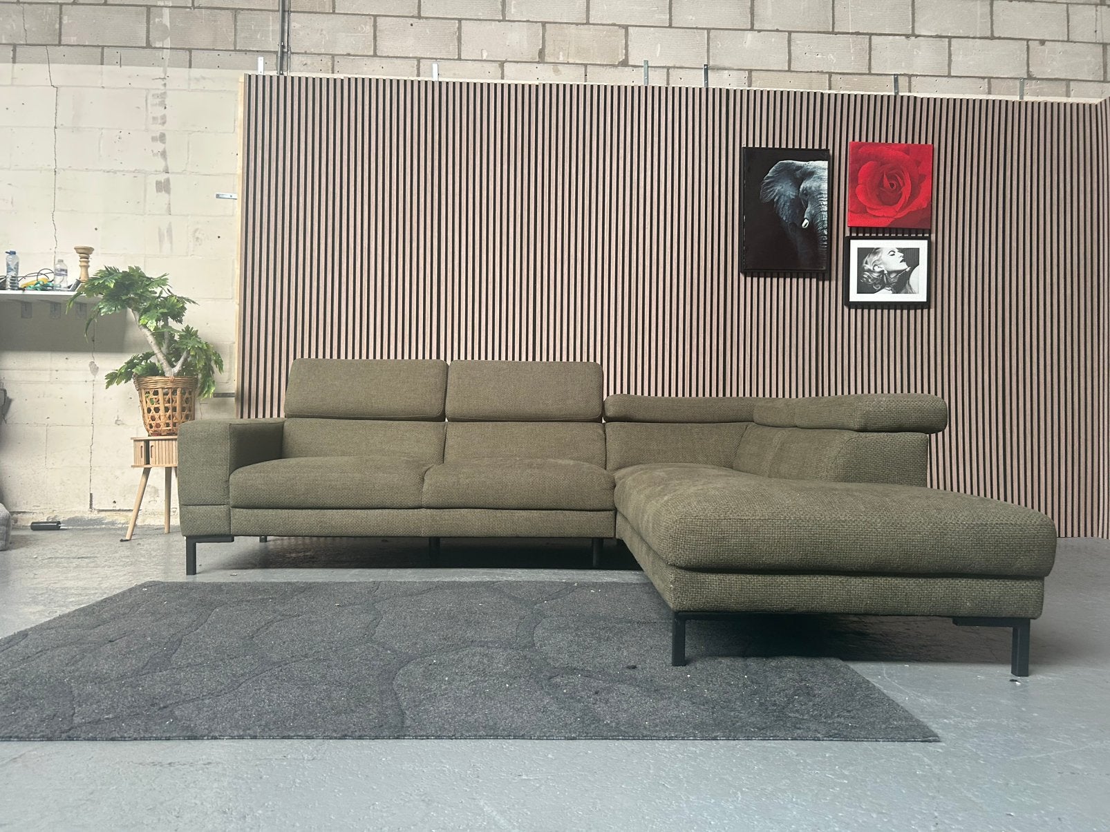 GRATIS LEVERING Hoekbank Donkergroen  270X222 GEREINIGD, Ophalen of Verzenden, Zo goed als nieuw, Vierpersoons of meer, Stof