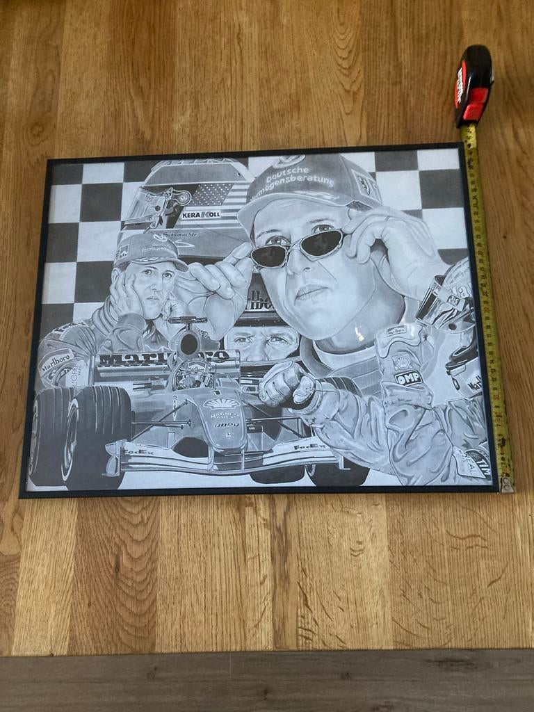 Uniek Getekend Schilderij Michael Schumacher F1 Kunst, Ophalen