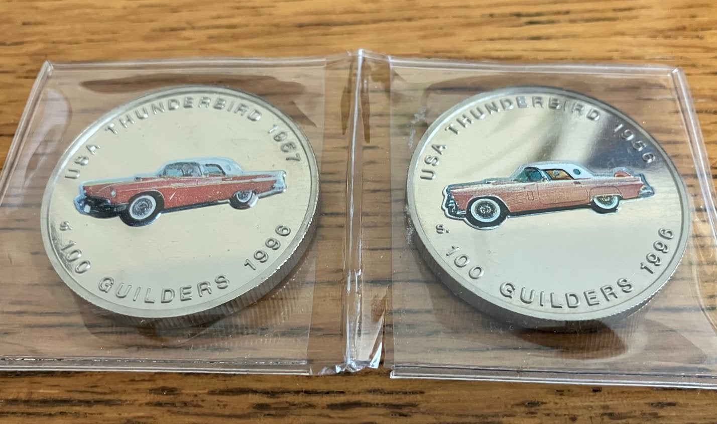 Surinaamse 100 Gulden munten 1996 - USA Thunderbird, Ophalen of Verzenden, Setje