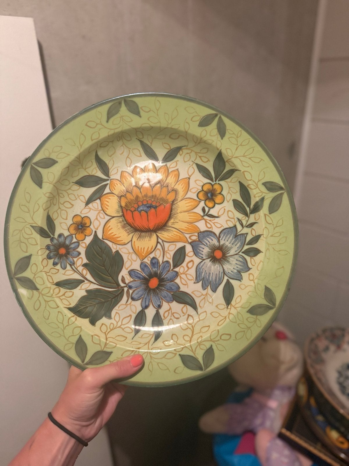 Vintage Plazuid Gouda Holland Wandbord Bloemen, Antiek en Kunst, Ophalen