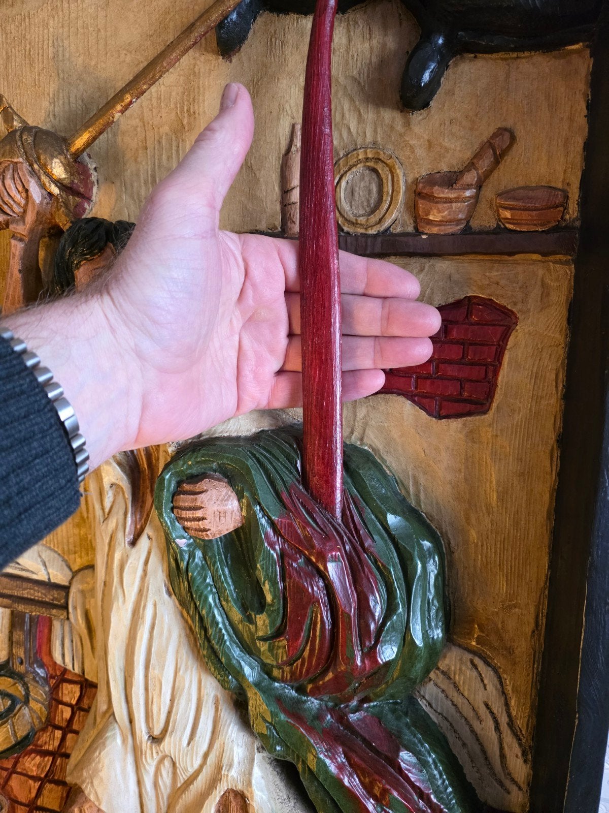 Uniek 3D-houtsnijwerk van de beroemde ridder Don Quichot., Ophalen, Houtsnijwerk, Handgemaakt, 50 - 100 cm