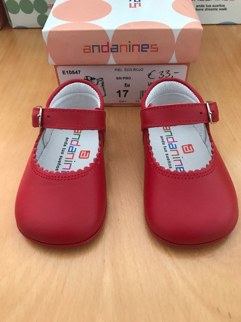 Andanines Rode Leren Babyschoentjes Maat 17, Schoentjes, Meisje, Nieuw, Ophalen of Verzenden