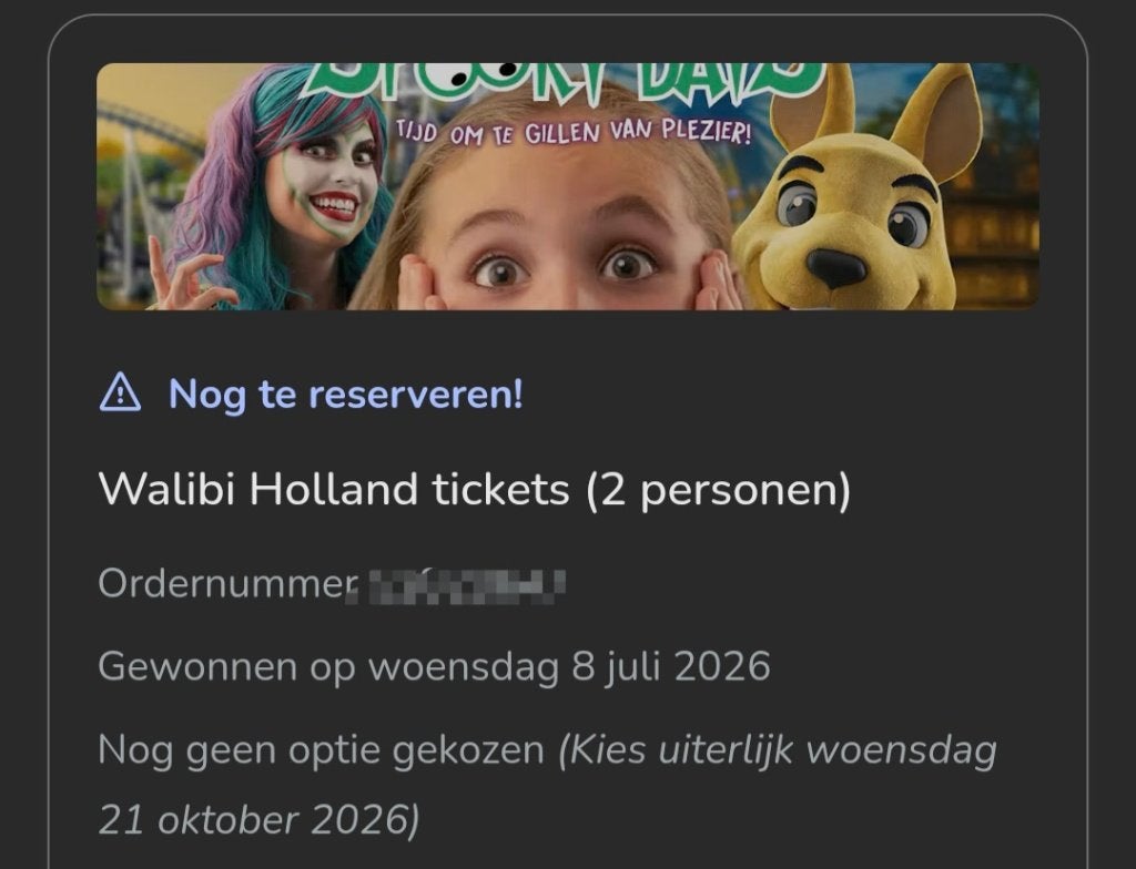 Tickets walibi 4 stuks, Drie personen of meer, Ticket of Toegangskaart