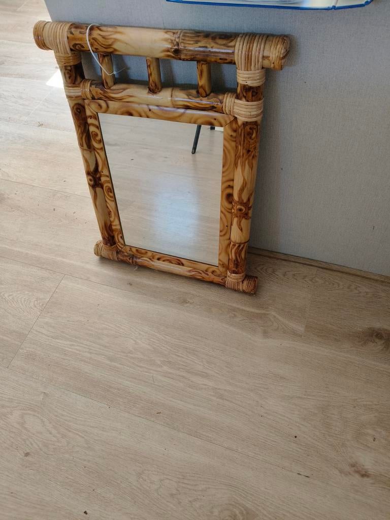 Leuke Bamboe Spiegel - Vintage Stijl, Ophalen, Minder dan 50 cm, Gebruikt, Minder dan 100 cm