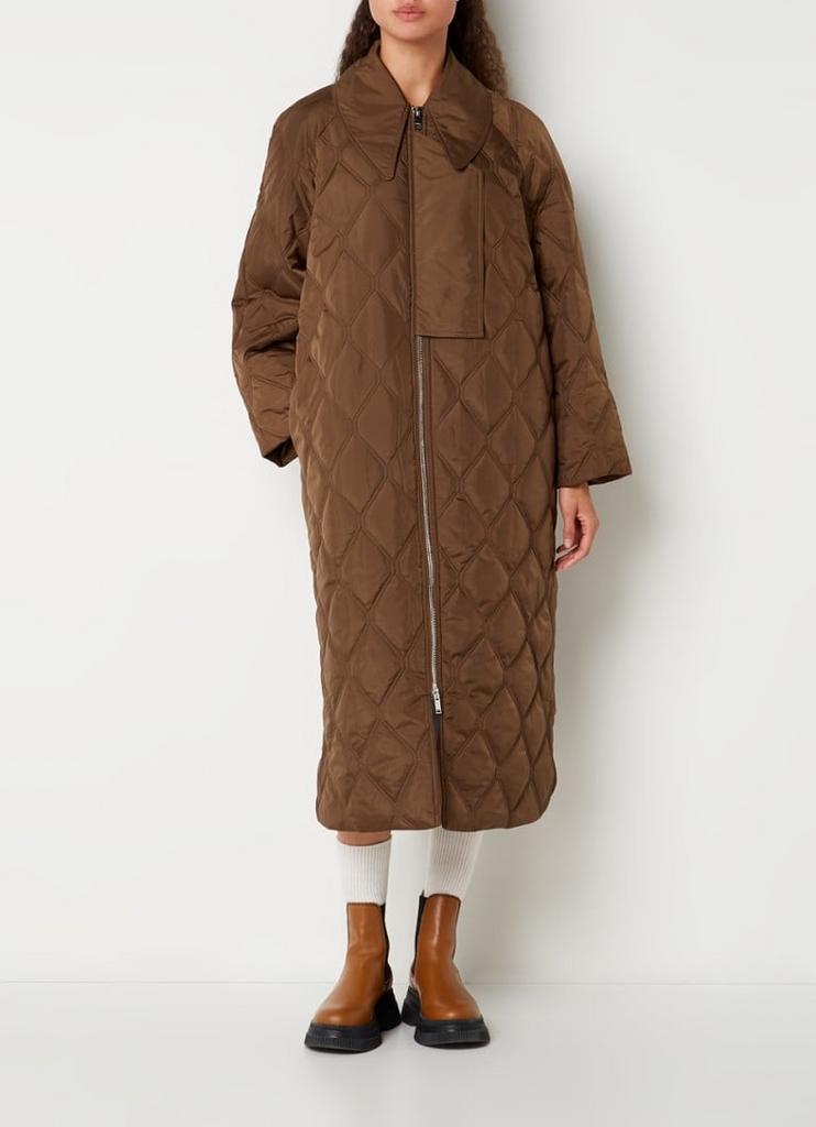 GANNI lange bruine tussenjas oversized fit 36/38, Ophalen of Verzenden, Zo goed als nieuw, Maat 36 (S), Bruin