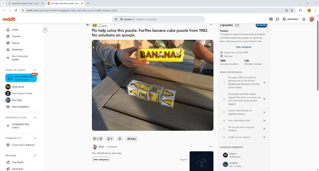 BANANAS cube puzzle, Verzenden, 500 t/m 1500 stukjes, Nieuw