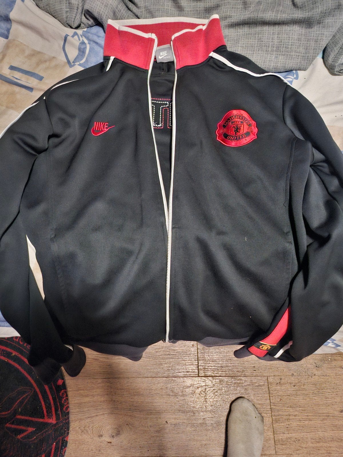 Vintage Manchester United Trainingsjacket, Zwart, Maat 56/58 (XL), Ophalen of Verzenden, Zo goed als nieuw